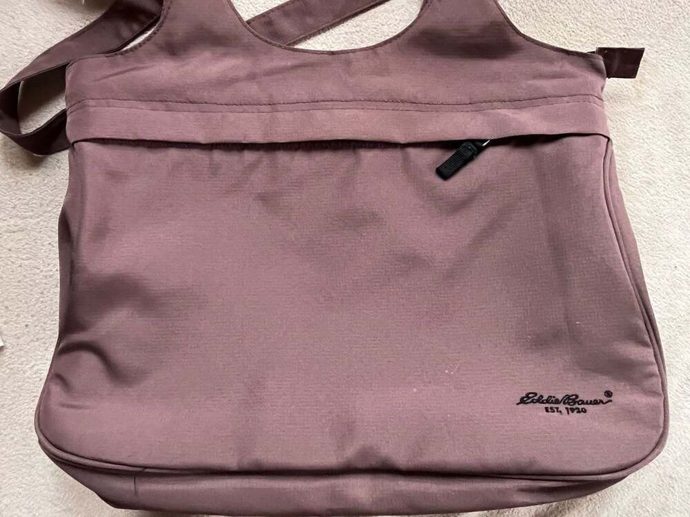 Eddie Bauer Mauve Nylon Laptop Tote Bag with Padded Compartment